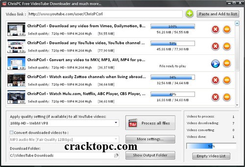 ChrisPC VideoTube Downloader Pro Crack Key 2024